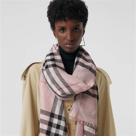 burberry lightweight check wool and silk scarf ash rose|Check Cashmere Scarf in Ash rose .